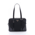 Prada Tote Triangle Logo Black Nylon Leather Shoulder