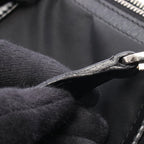 Prada Tote Triangle Logo Black Nylon Leather Shoulder — view 8