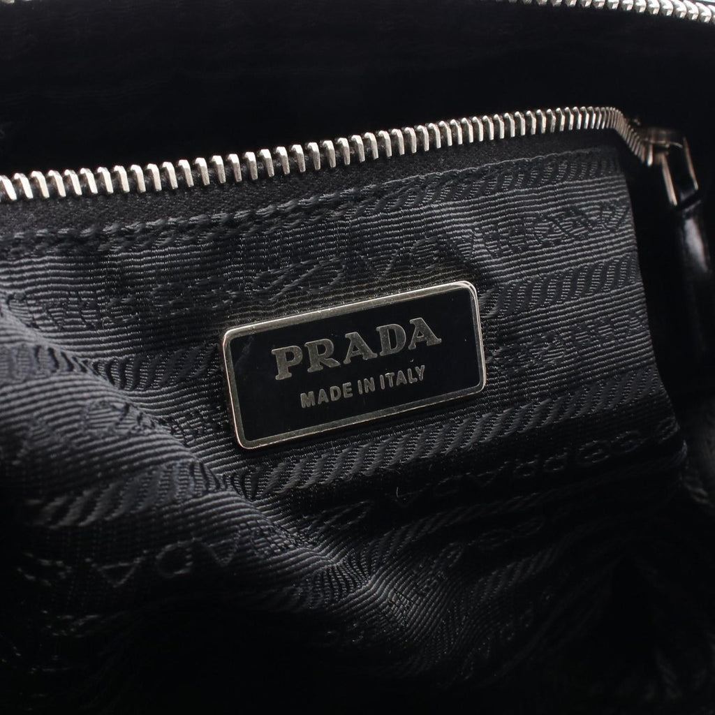 Prada Tote Triangle Logo Black Nylon Leather Shoulder — view 4