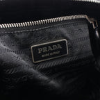 Prada Tote Triangle Logo Black Nylon Leather Shoulder — view 4