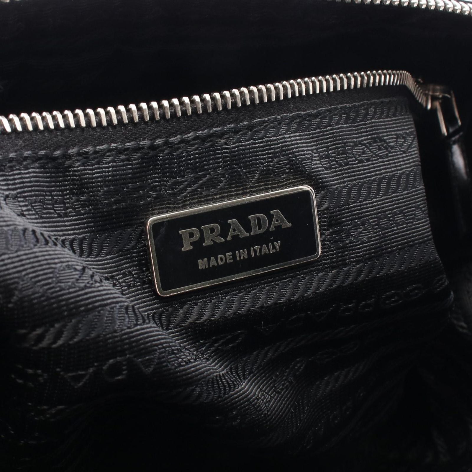 Prada Tote Triangle Logo Black Nylon Leather Shoulder — view 4