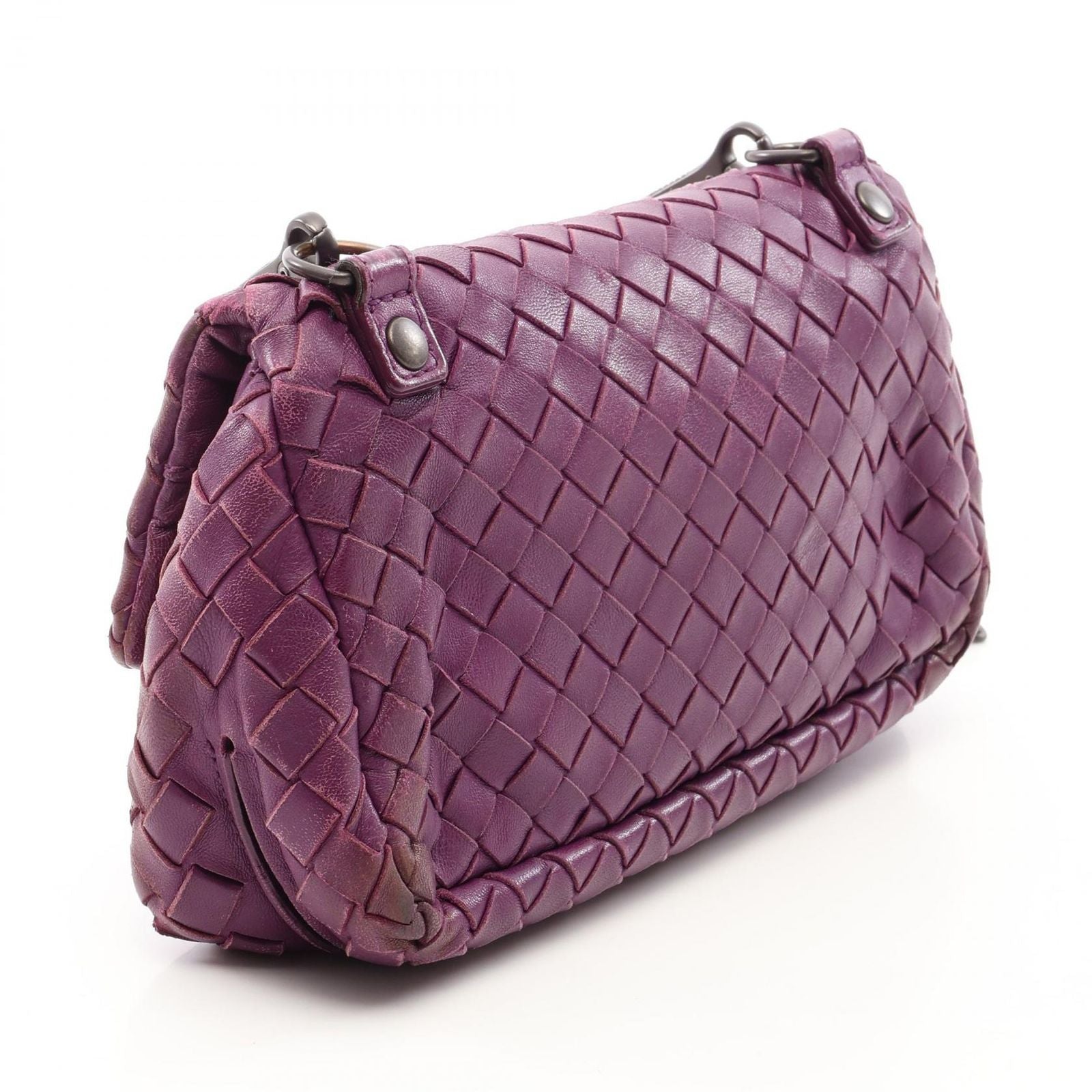 Bottega Veneta Shoulder Bag Intrecciato Purple Leather Chain — view 2