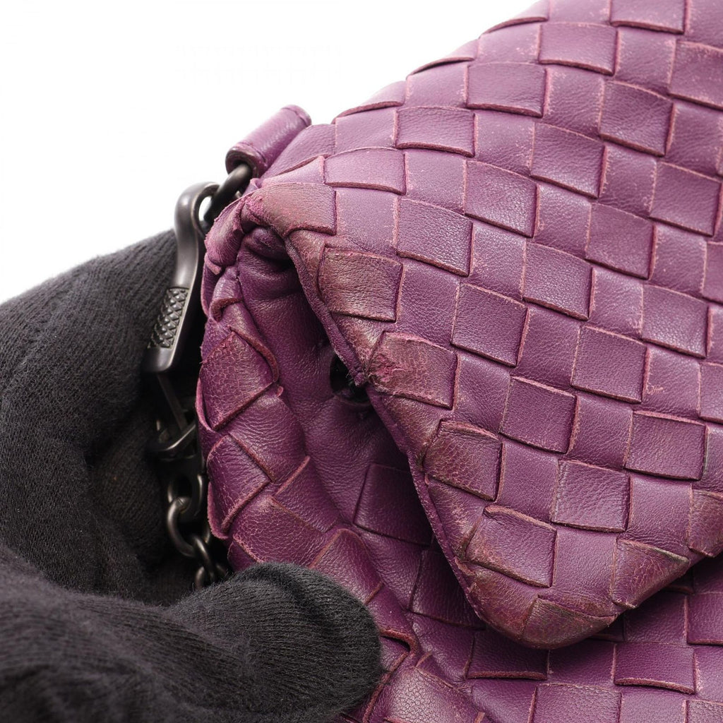 Bottega Veneta Shoulder Bag Intrecciato Purple Leather Chain — view 7