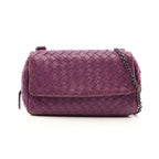 Bottega Veneta Shoulder Bag Intrecciato Purple Leather Chain
