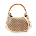 Gucci Handbag Bamboo GG Canvas 2-Way Beige Ivory Shoulder
