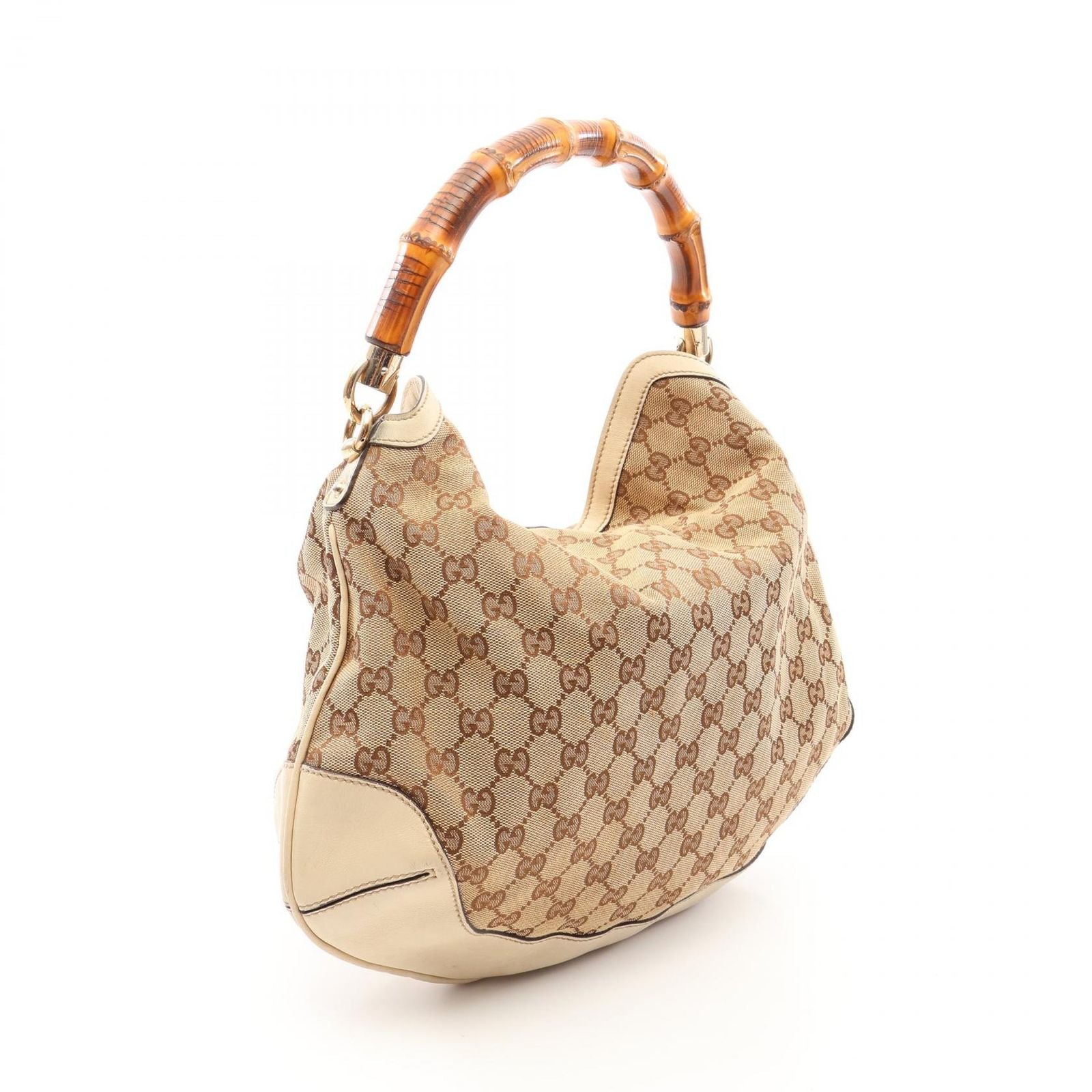 Gucci Handbag Bamboo GG Canvas 2-Way Beige Ivory Shoulder — view 2
