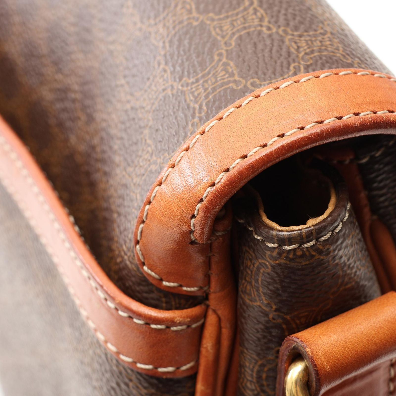Celine Shoulder Bag Macadam Brown Canvas Leather — view 8