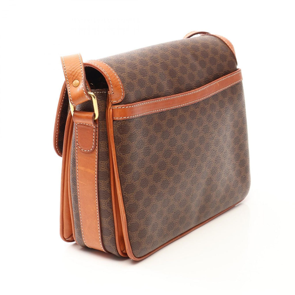 Celine Shoulder Bag Macadam Brown Canvas Leather — view 2