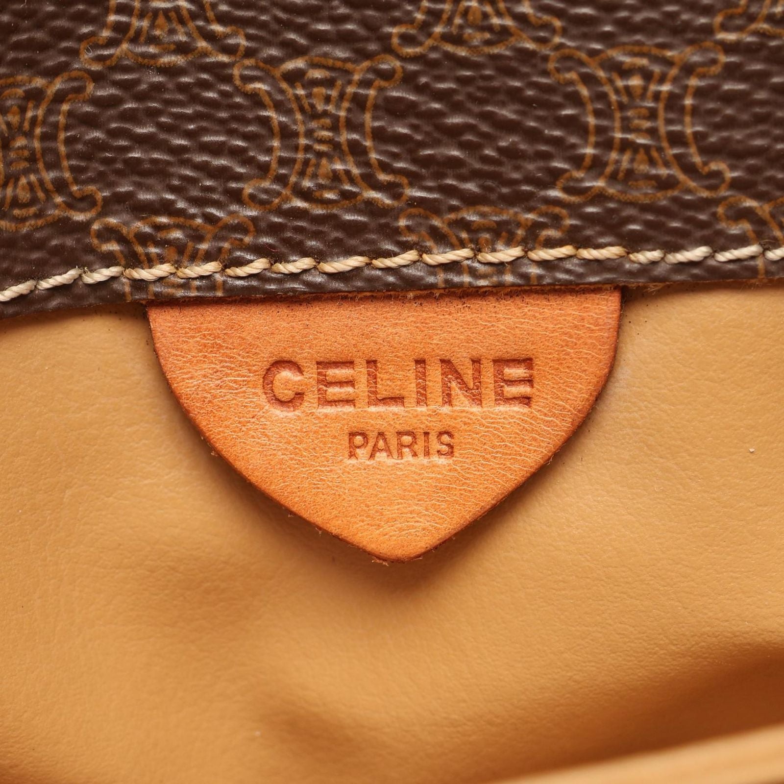 Celine Shoulder Bag Macadam Brown Canvas Leather — view 4