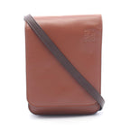 Loewe Shoulder Bag Gusset Flat Crossbody Cross Brown Leather