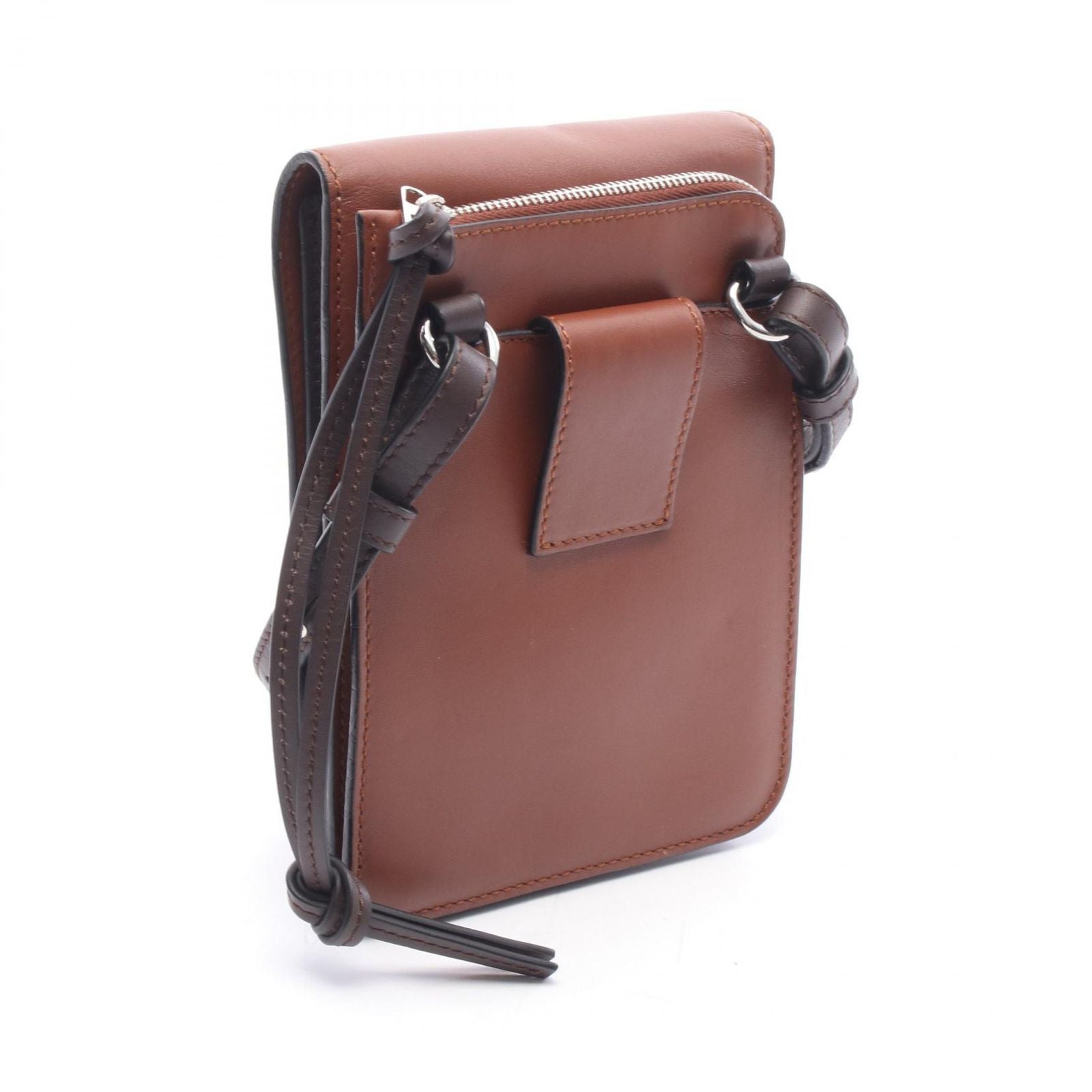 Loewe Shoulder Bag Gusset Flat Crossbody Cross Brown Leather — view 2