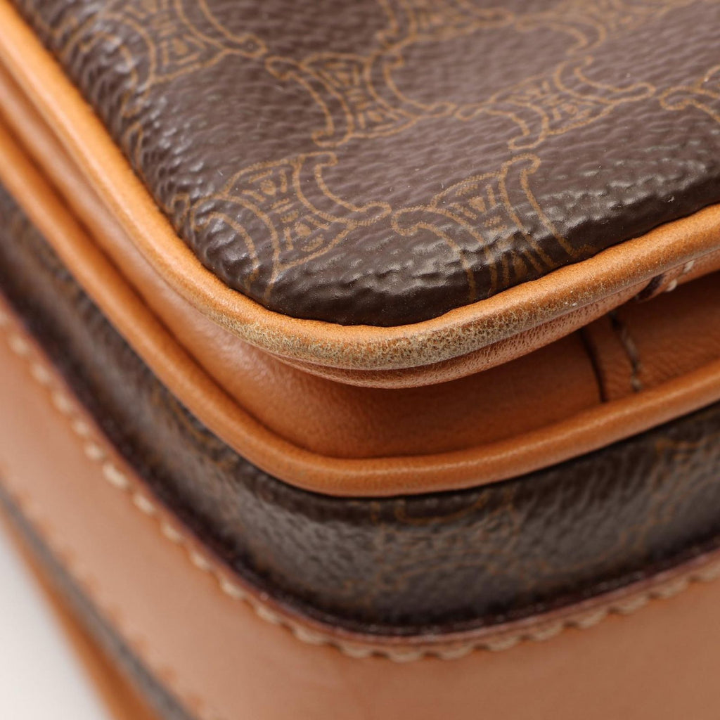 Celine Shoulder Bag Macadam Brown Canvas Leather — view 7