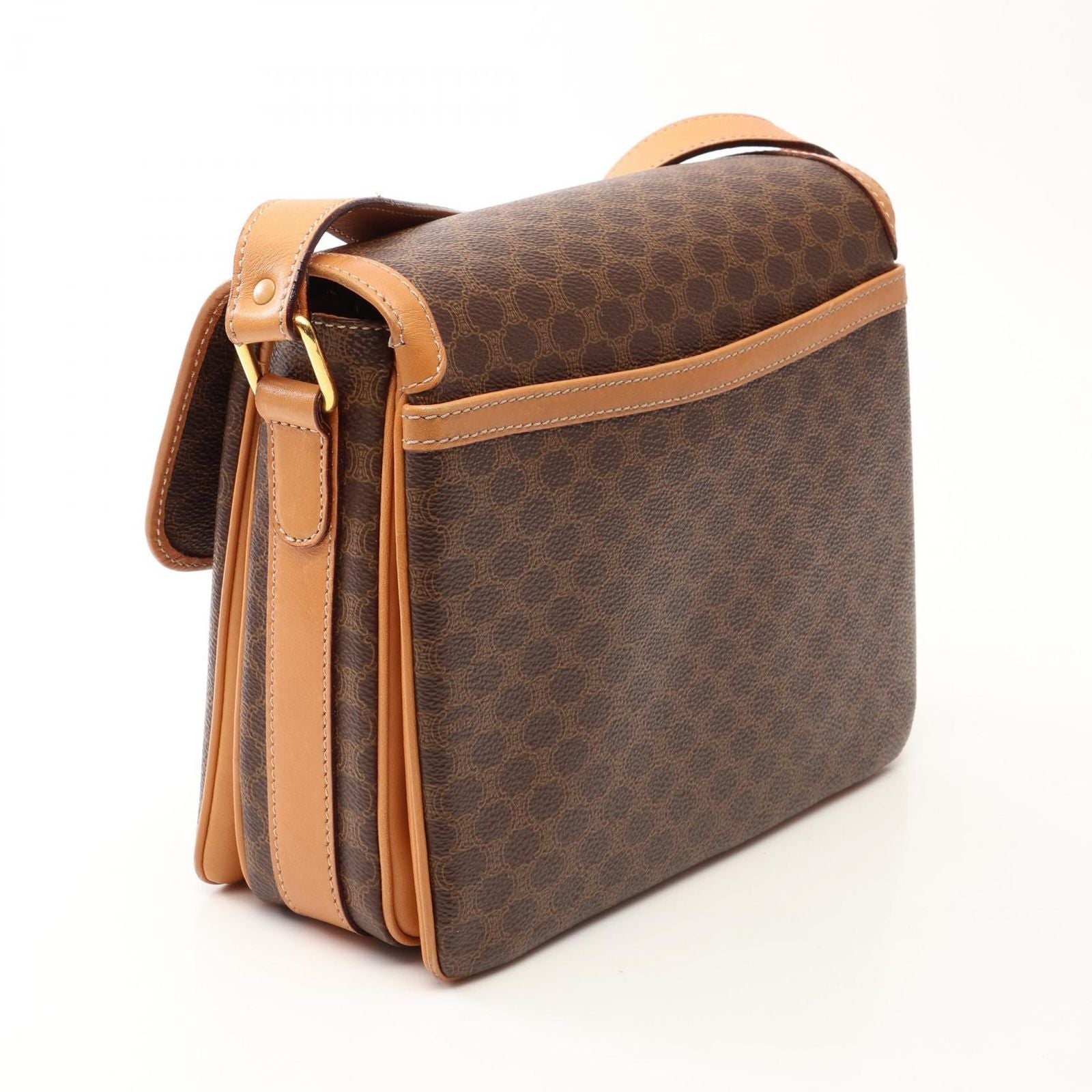 Celine Shoulder Bag Macadam Brown Canvas Leather — view 2