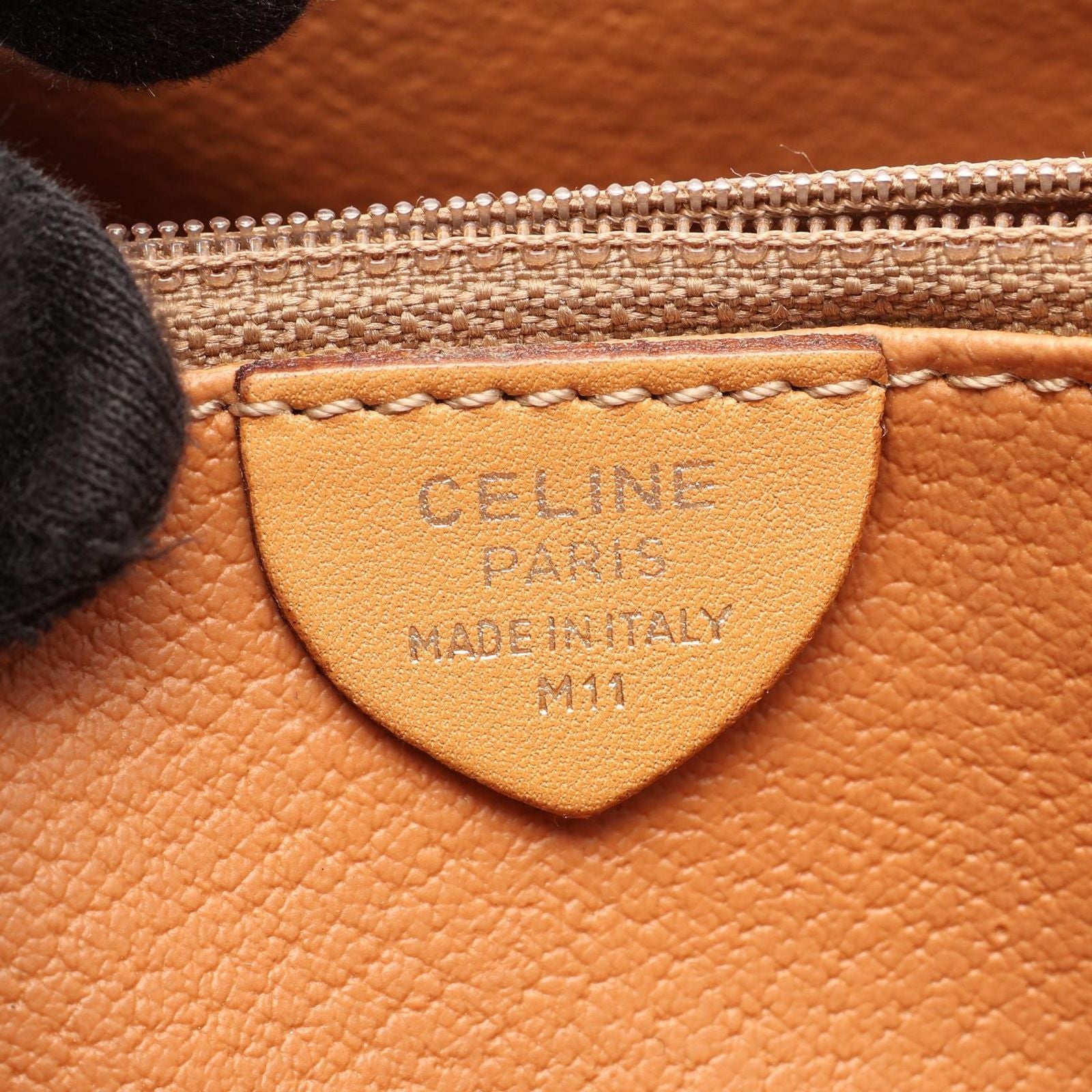 Celine Shoulder Bag Macadam Brown Canvas Leather — view 4