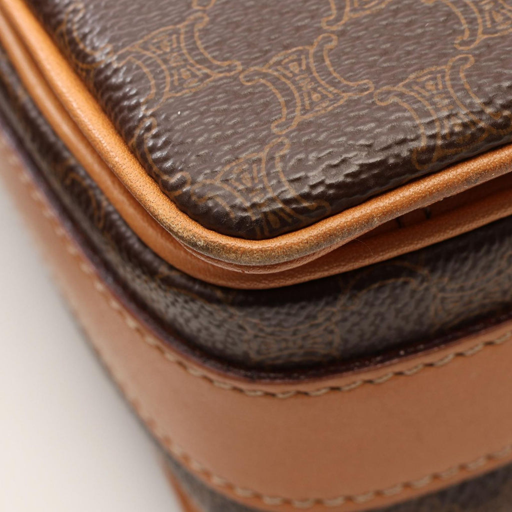 Celine Shoulder Bag Macadam Brown Canvas Leather — view 8