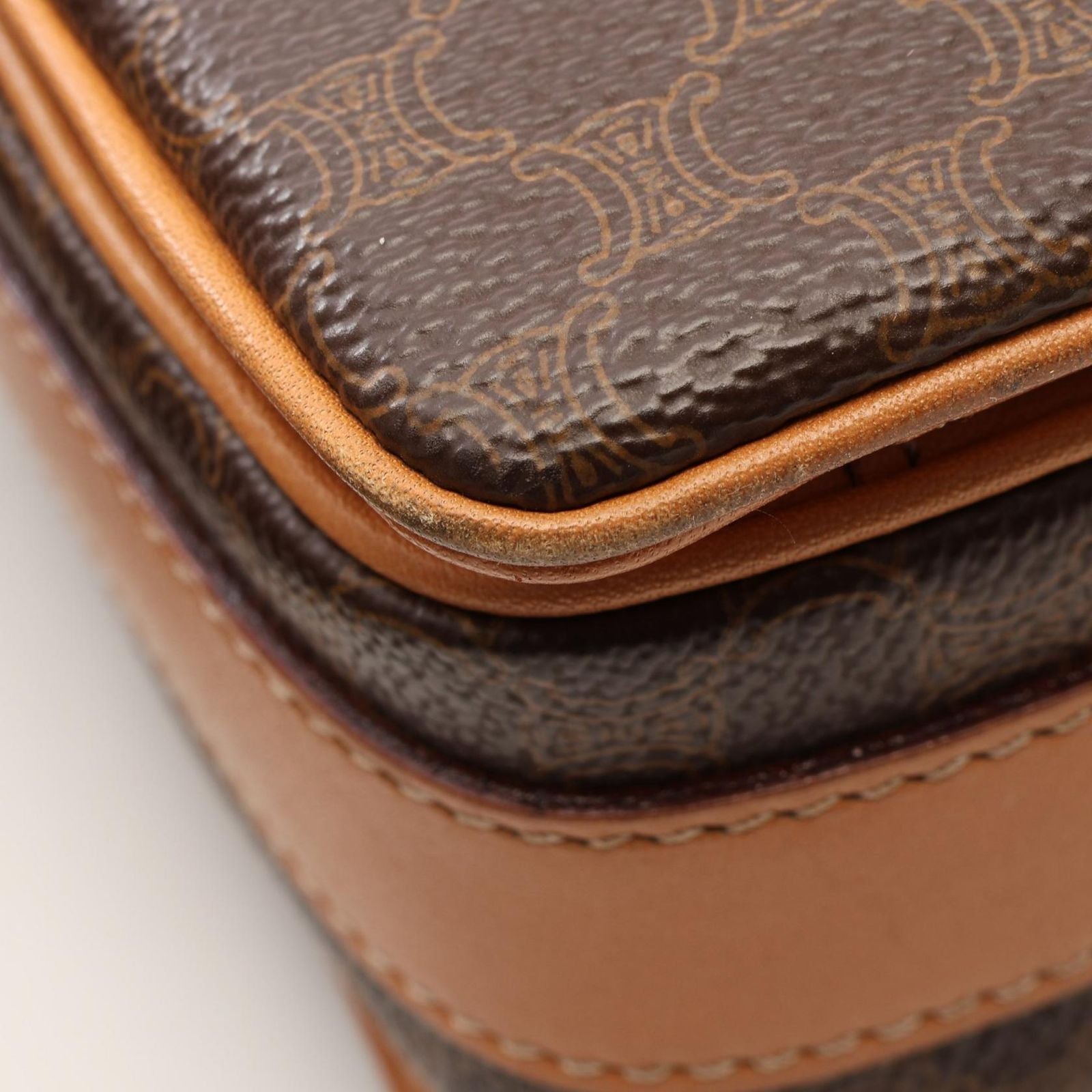 Celine Shoulder Bag Macadam Brown Canvas Leather — view 8