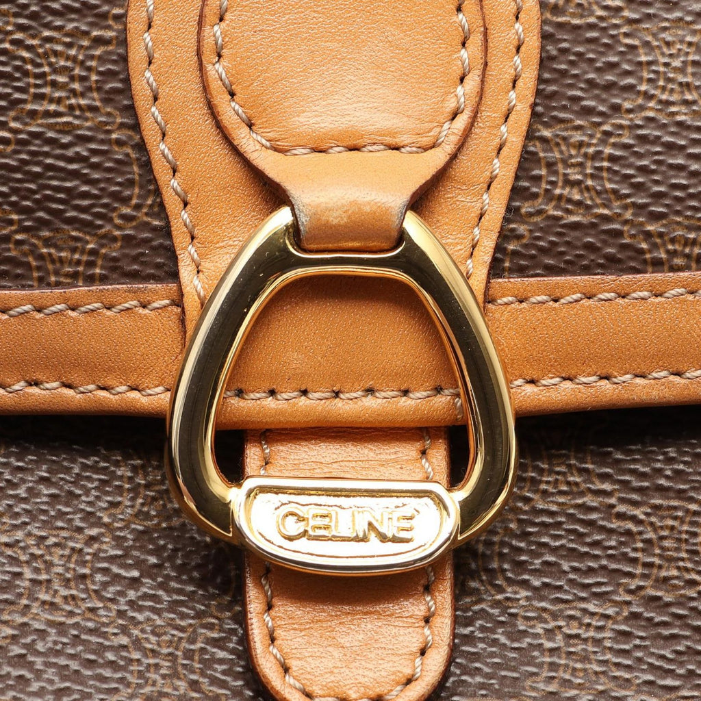Celine Shoulder Bag Macadam Brown Canvas Leather — view 6