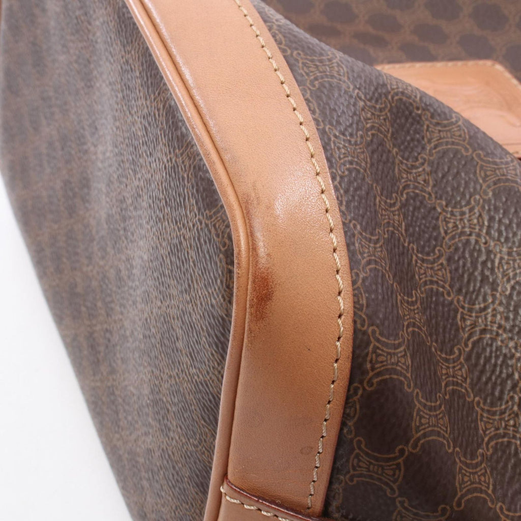Celine Shoulder Bag Macadam Brown Canvas Leather — view 8
