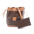 Celine Shoulder Bag Macadam Brown Canvas Leather