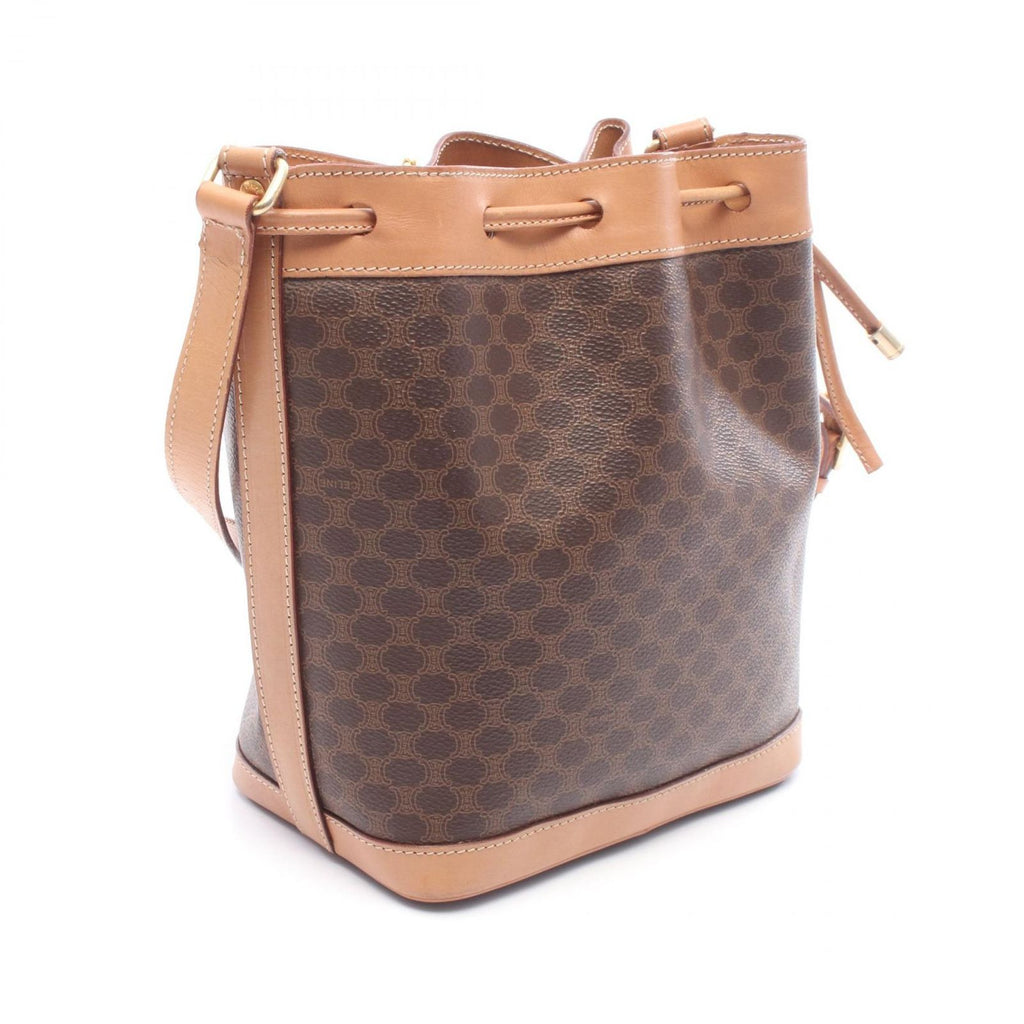 Celine Shoulder Bag Macadam Brown Canvas Leather — view 2
