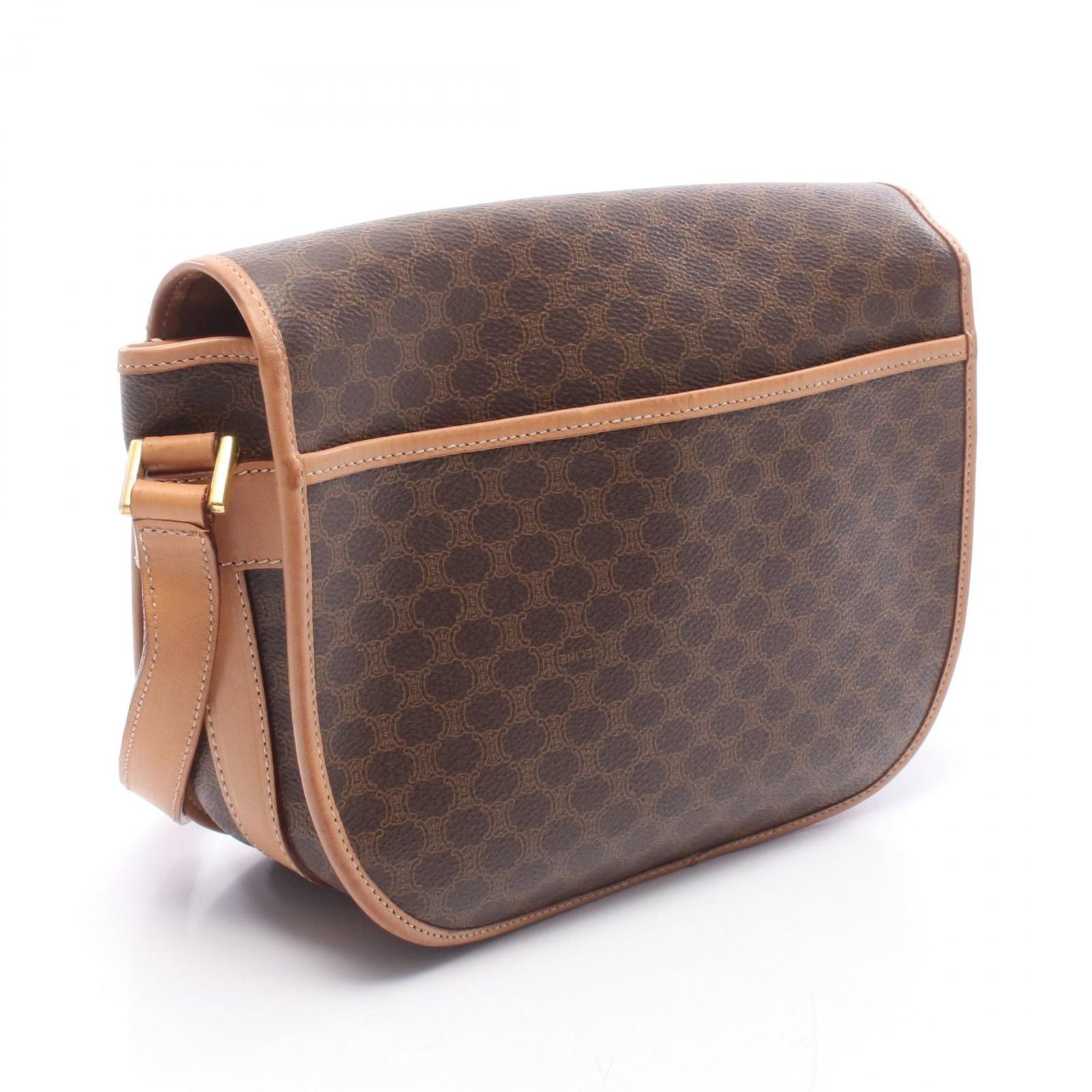 Celine Shoulder Bag Macadam Brown Canvas Leather — view 2