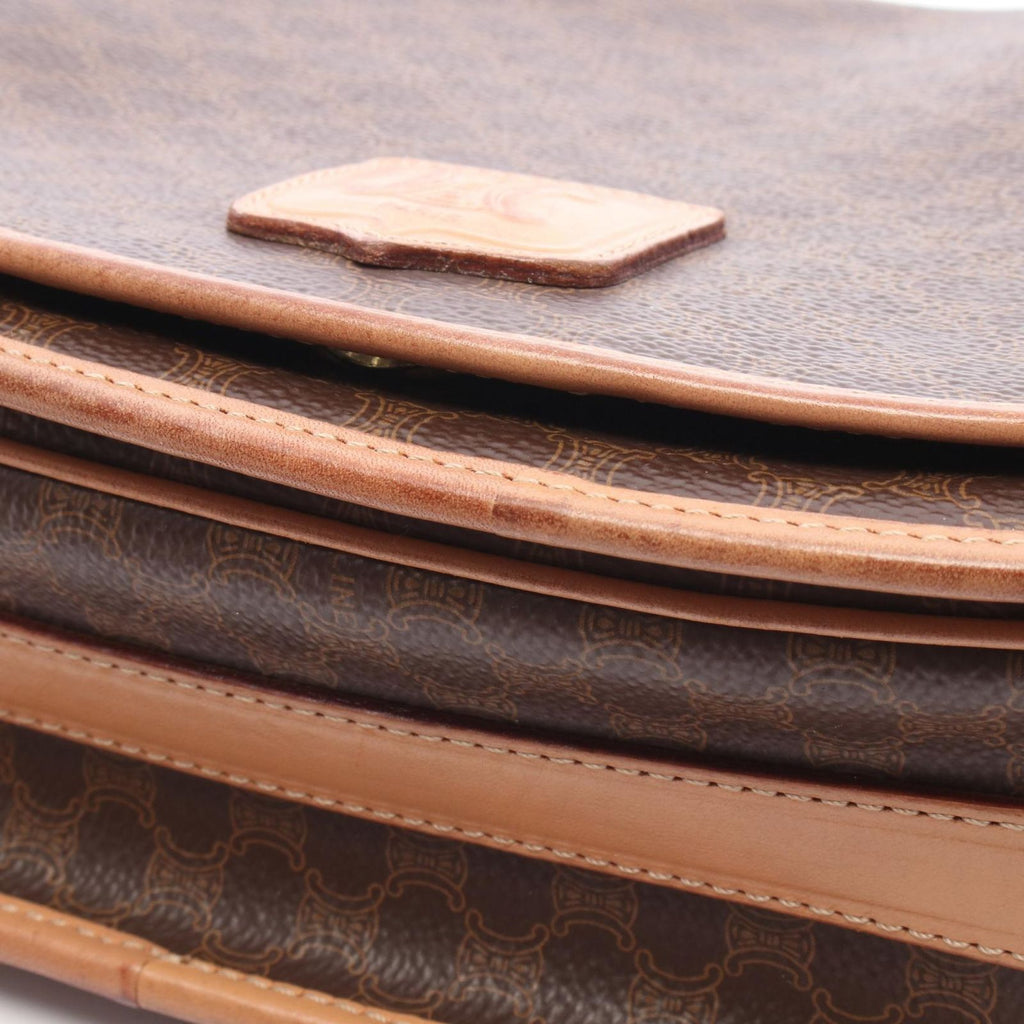 Celine Shoulder Bag Macadam Brown Canvas Leather — view 8