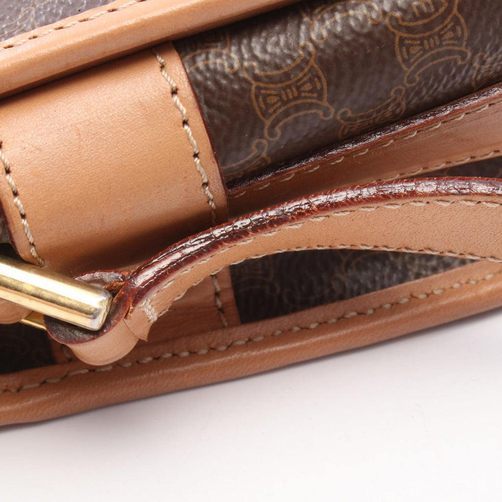 Celine Shoulder Bag Macadam Brown Canvas Leather — view 7
