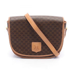 Celine Shoulder Bag Macadam Brown Canvas Leather