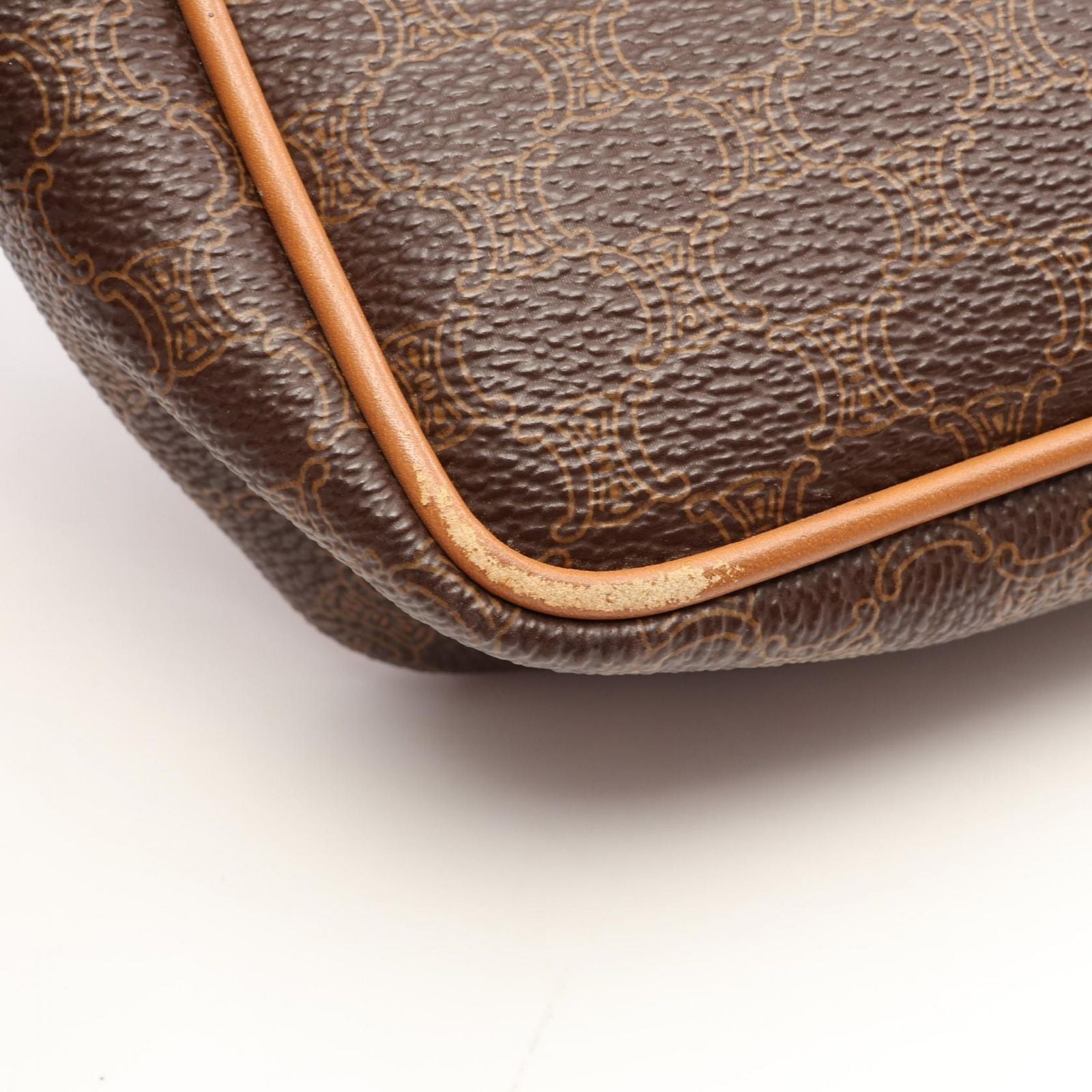 Celine Shoulder Bag Macadam Brown Canvas Leather — view 6