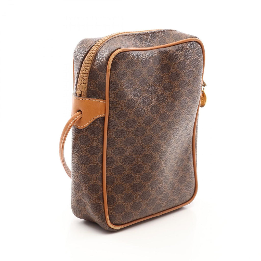 Celine Shoulder Bag Macadam Brown Canvas Leather — view 2
