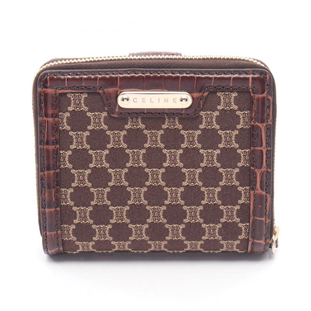 Celine Bifold Wallet Macadam Brown Canvas Leather