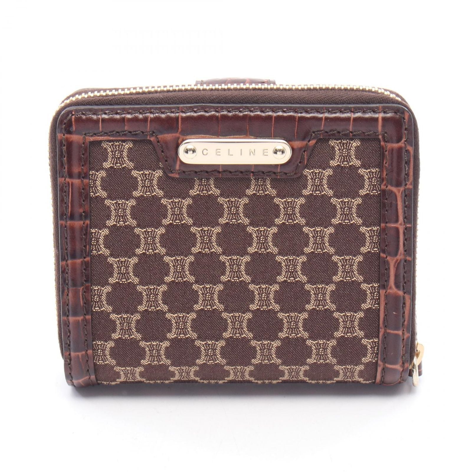 Celine Bifold Wallet Macadam Brown Canvas Leather