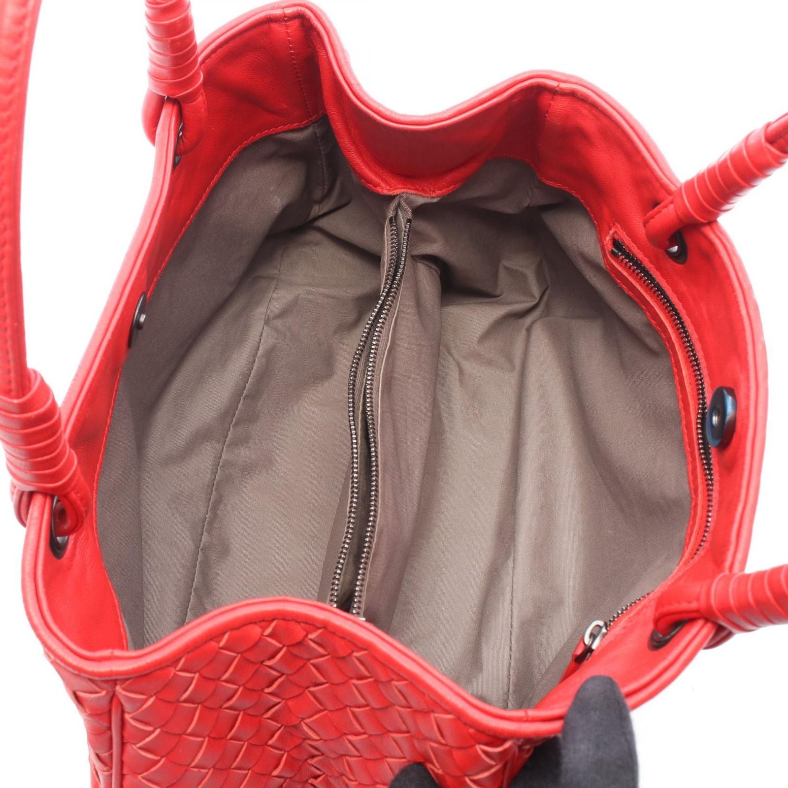 Bottega Veneta Handbag Intrecciato Red Leather — view 3