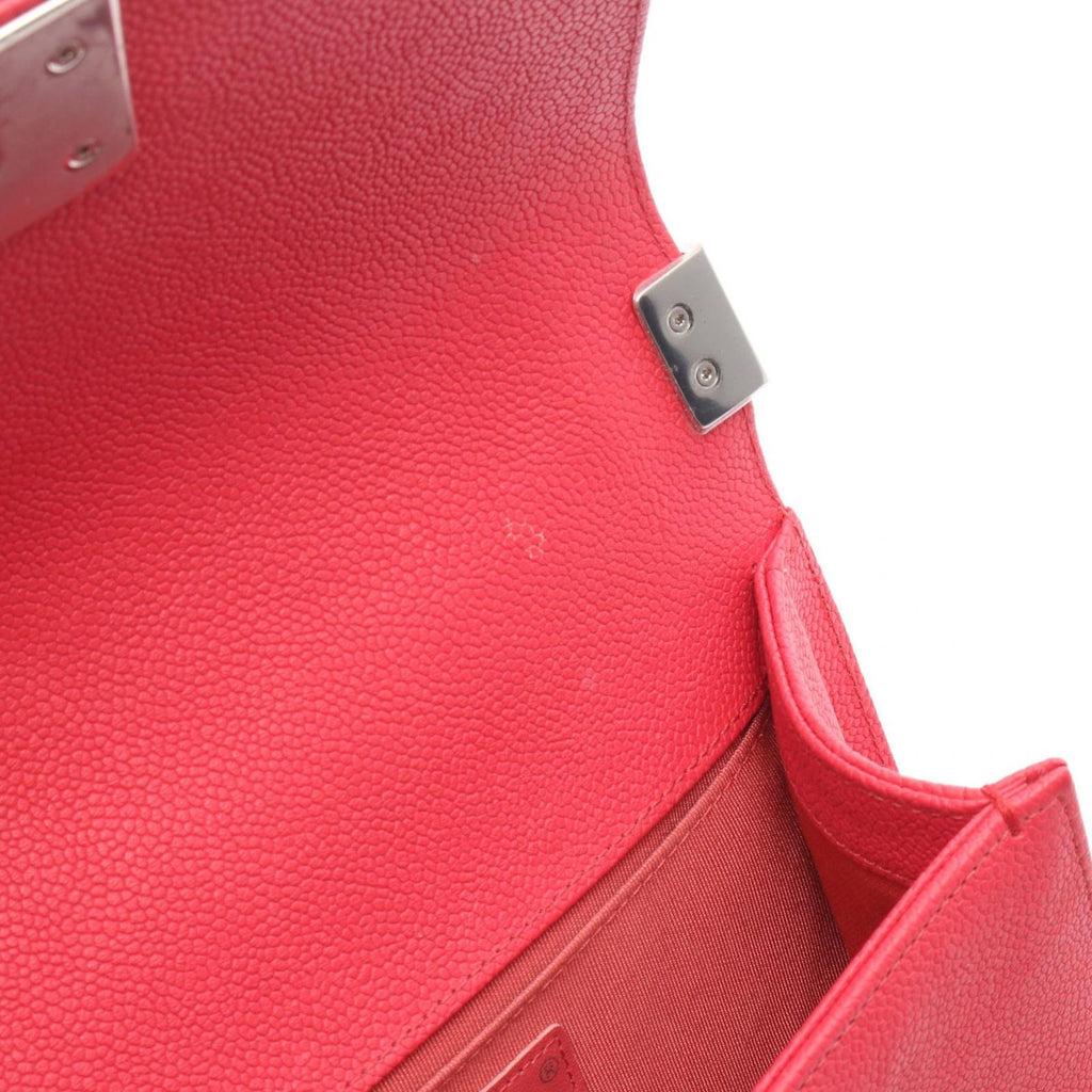 Chanel Shoulder Bag Boy Small Red Caviar Leather Chain — view 7