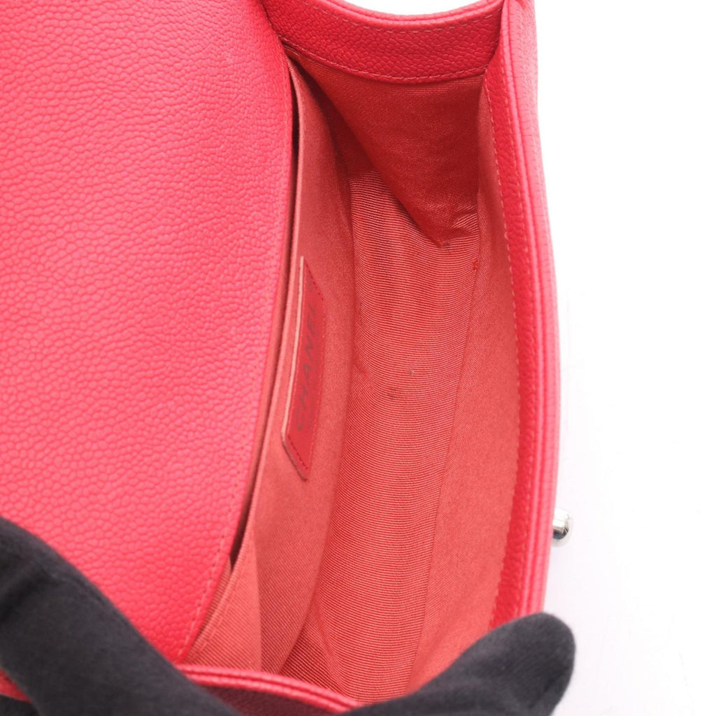 Chanel Shoulder Bag Boy Small Red Caviar Leather Chain — view 3