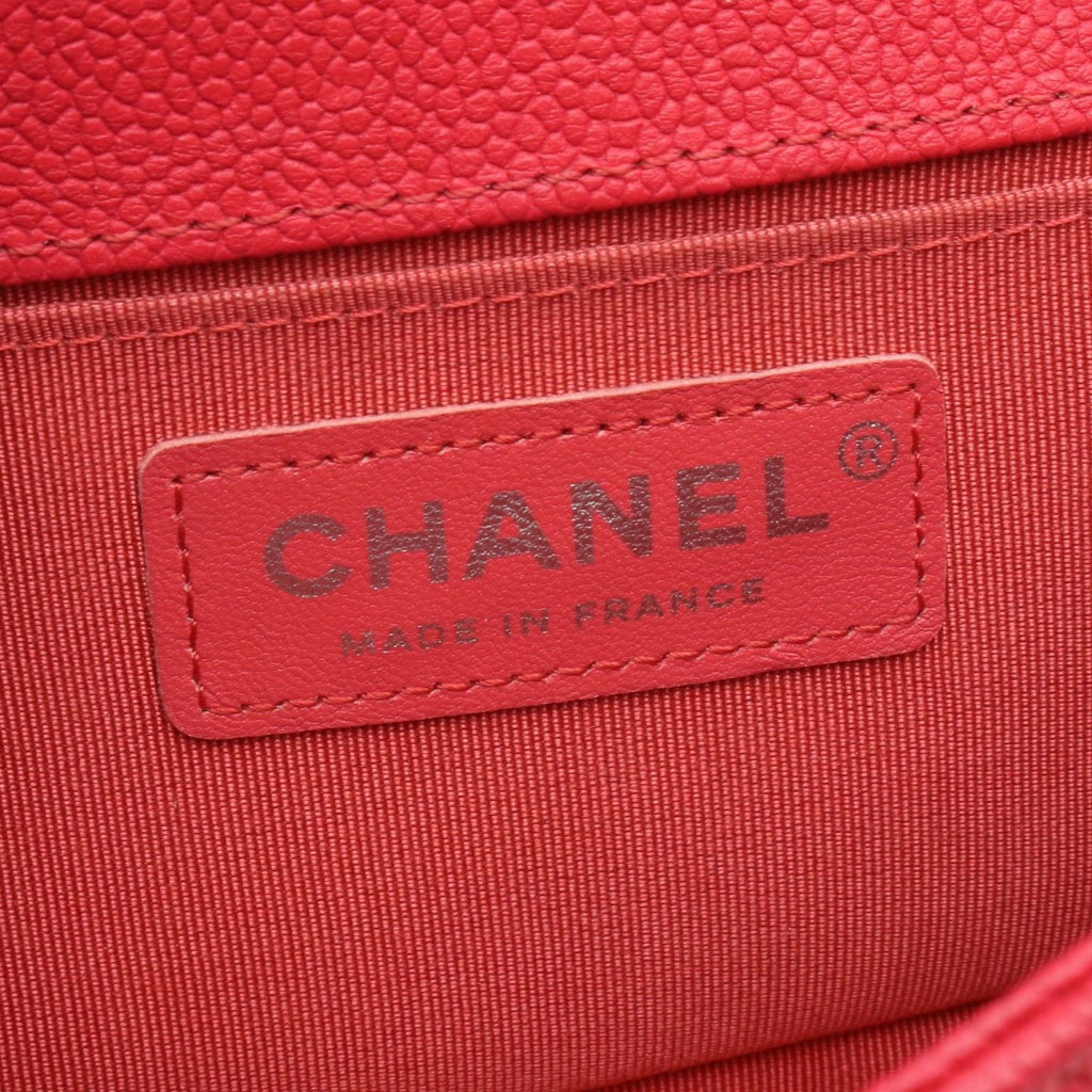 Chanel Shoulder Bag Boy Small Red Caviar Leather Chain — view 4