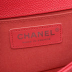 Chanel Shoulder Bag Boy Small Red Caviar Leather Chain — view 4