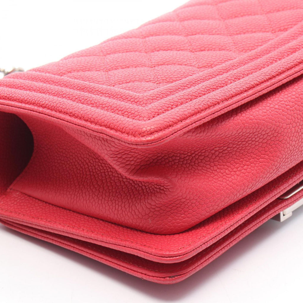 Chanel Shoulder Bag Boy Small Red Caviar Leather Chain — view 6