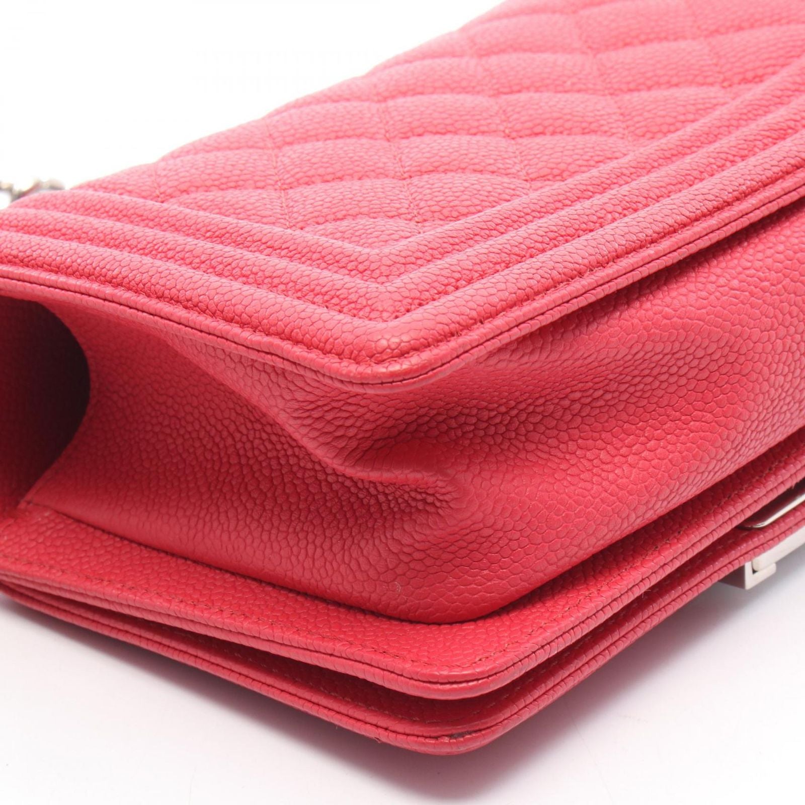 Chanel Shoulder Bag Boy Small Red Caviar Leather Chain — view 6