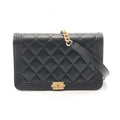 Chanel Shoulder Bag Boy Black Lambskin Boy Chain Wallet
