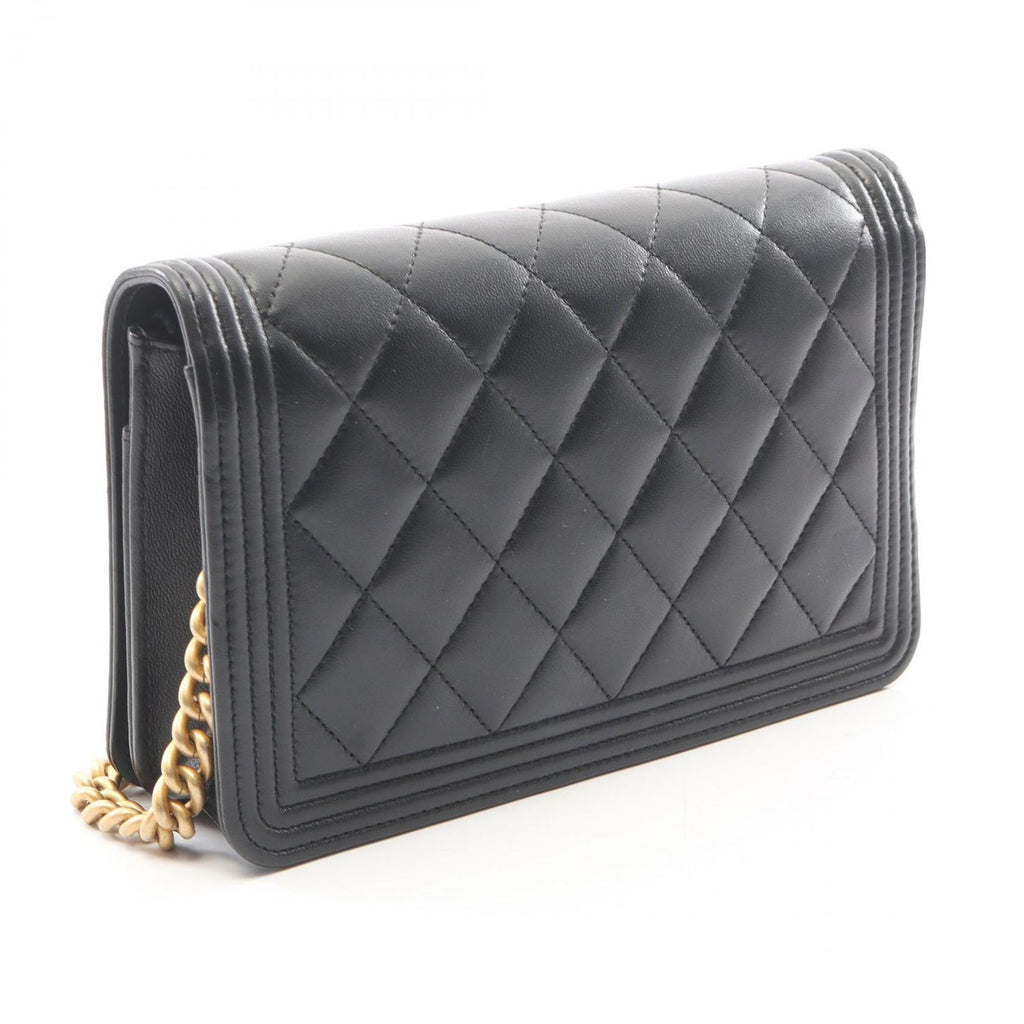 Chanel Shoulder Bag Boy Black Lambskin Boy Chain Wallet — view 2