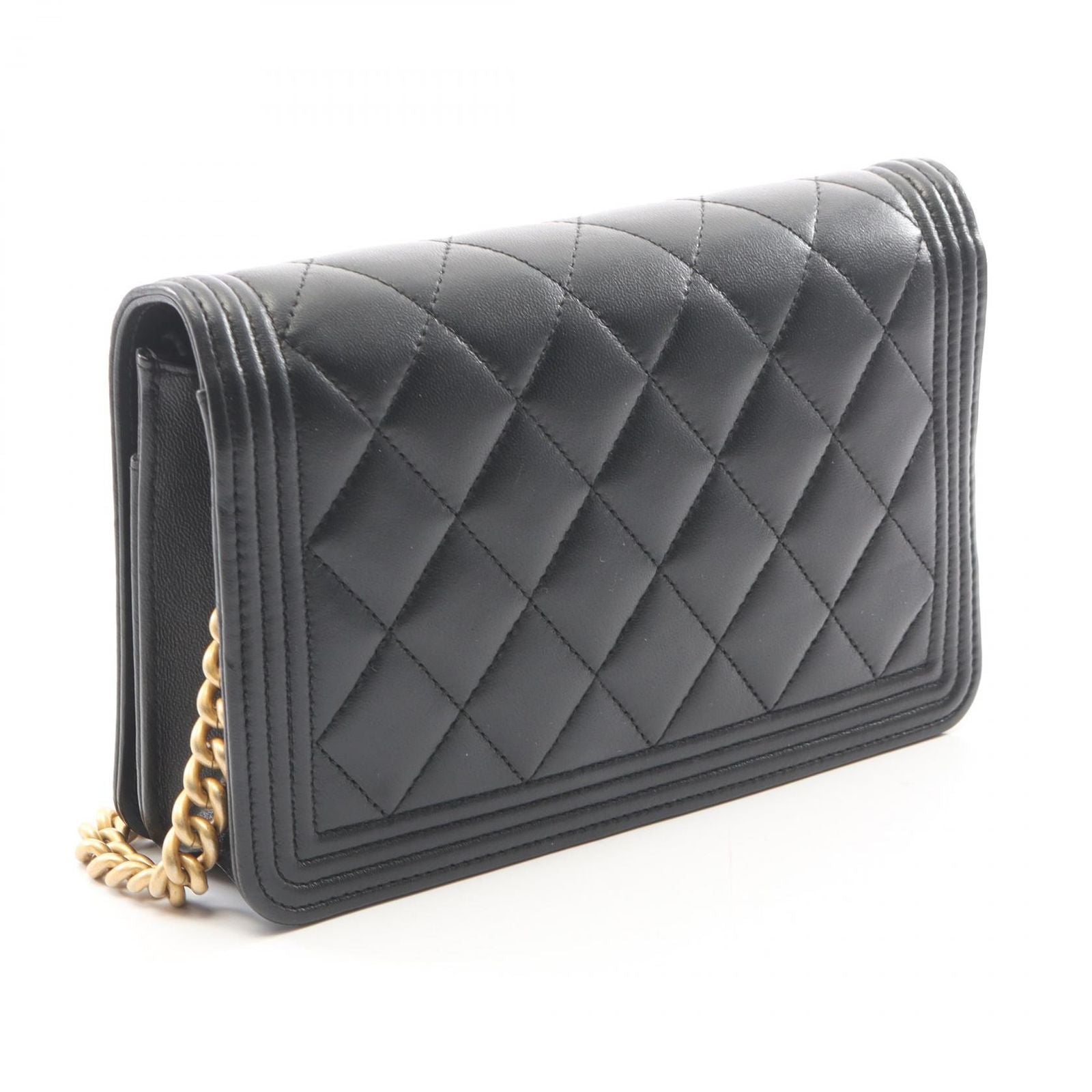 Chanel Shoulder Bag Boy Black Lambskin Boy Chain Wallet — view 2