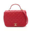 Chanel Shoulder Bag Quilted Top Handle 2-Way Red Caviar Leather Top Full Flap
