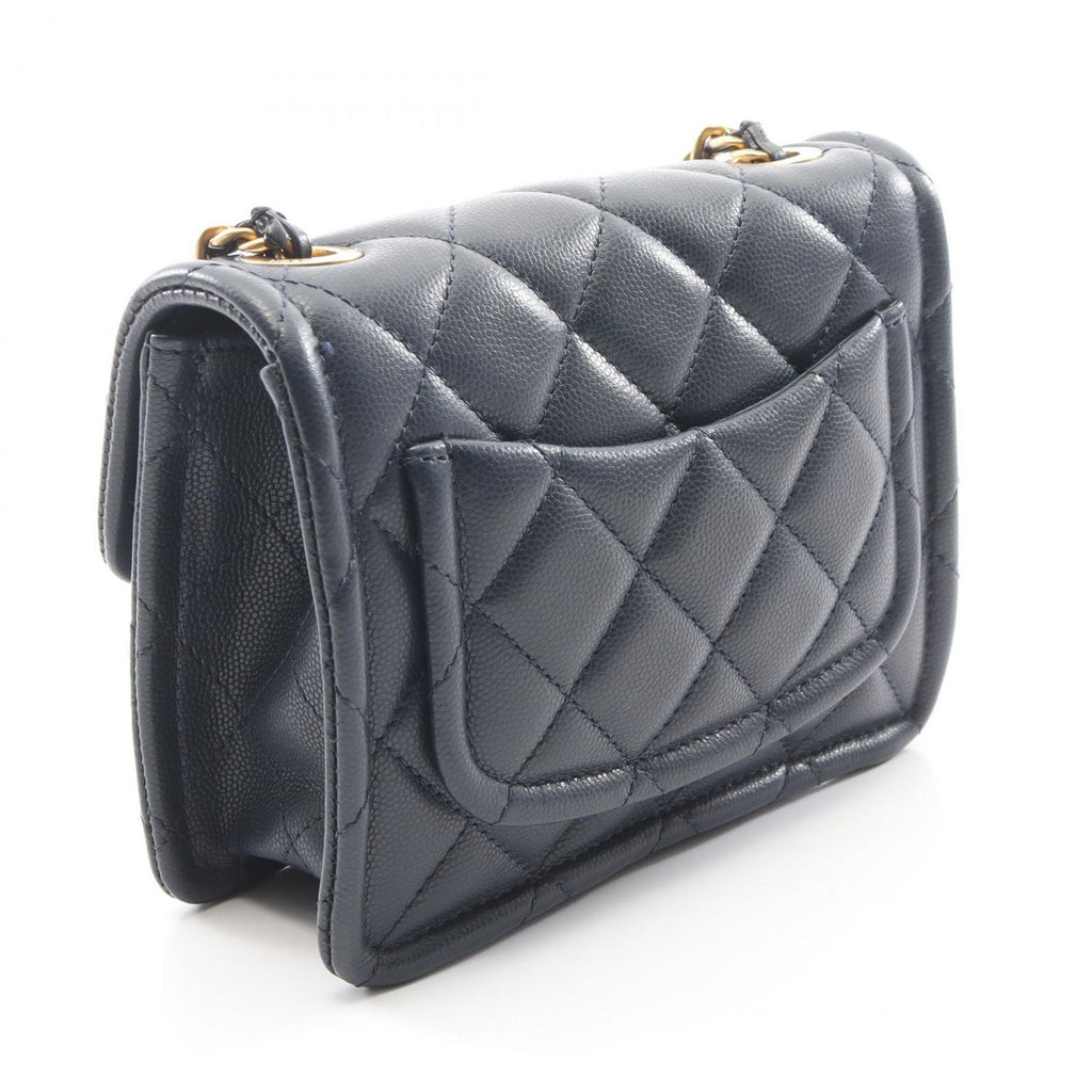 Chanel Shoulder Bag Quilted Navy Lambskin Small Chain — view 2