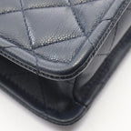 Chanel Shoulder Bag Quilted Navy Lambskin Small Chain — view 6