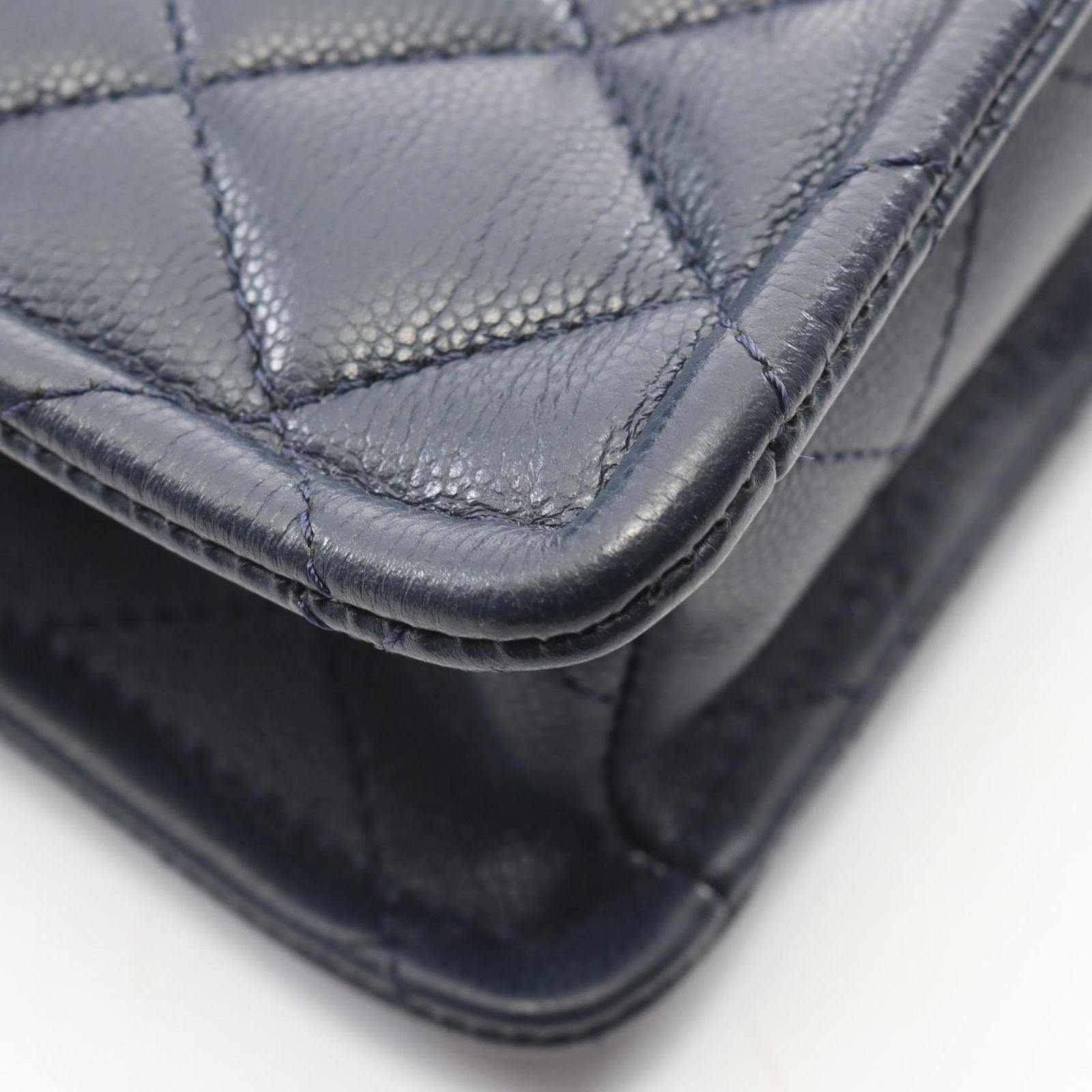 Chanel Shoulder Bag Quilted Navy Lambskin Small Chain — view 6