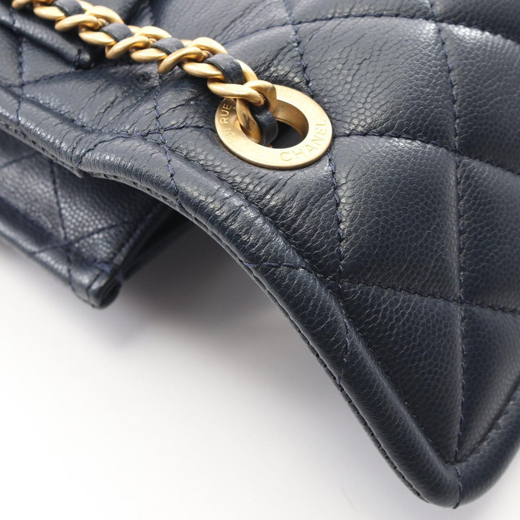 Chanel Shoulder Bag Quilted Navy Lambskin Small Chain — view 7