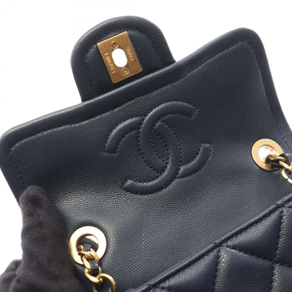 Chanel Shoulder Bag Quilted Navy Lambskin Small Chain — view 8