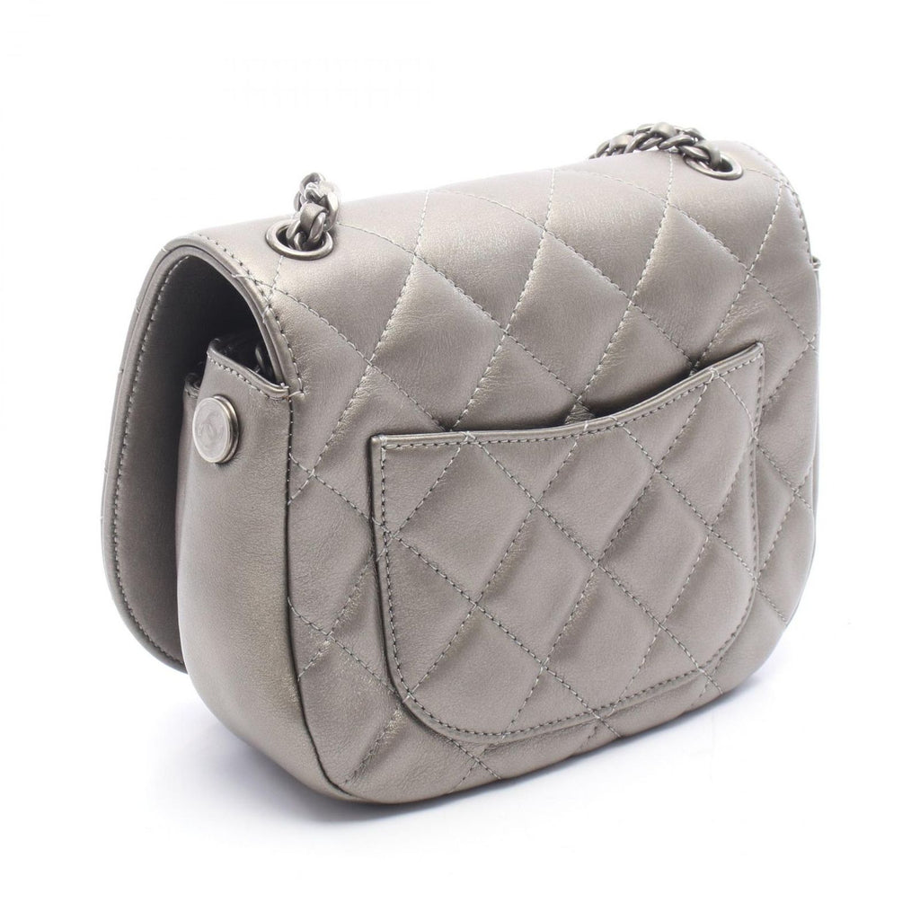 Chanel Shoulder Bag Quilted Round Flap Small Metallic Sill Bague Lambskin Chain — view 2