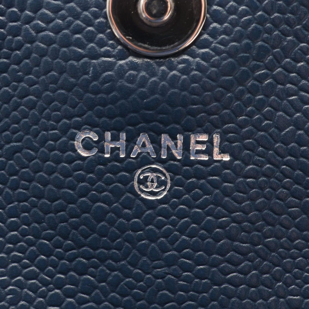Chanel Shoulder Bag Half Moon CC Logo Navy Caviar Leather CC Chain Wallet — view 5